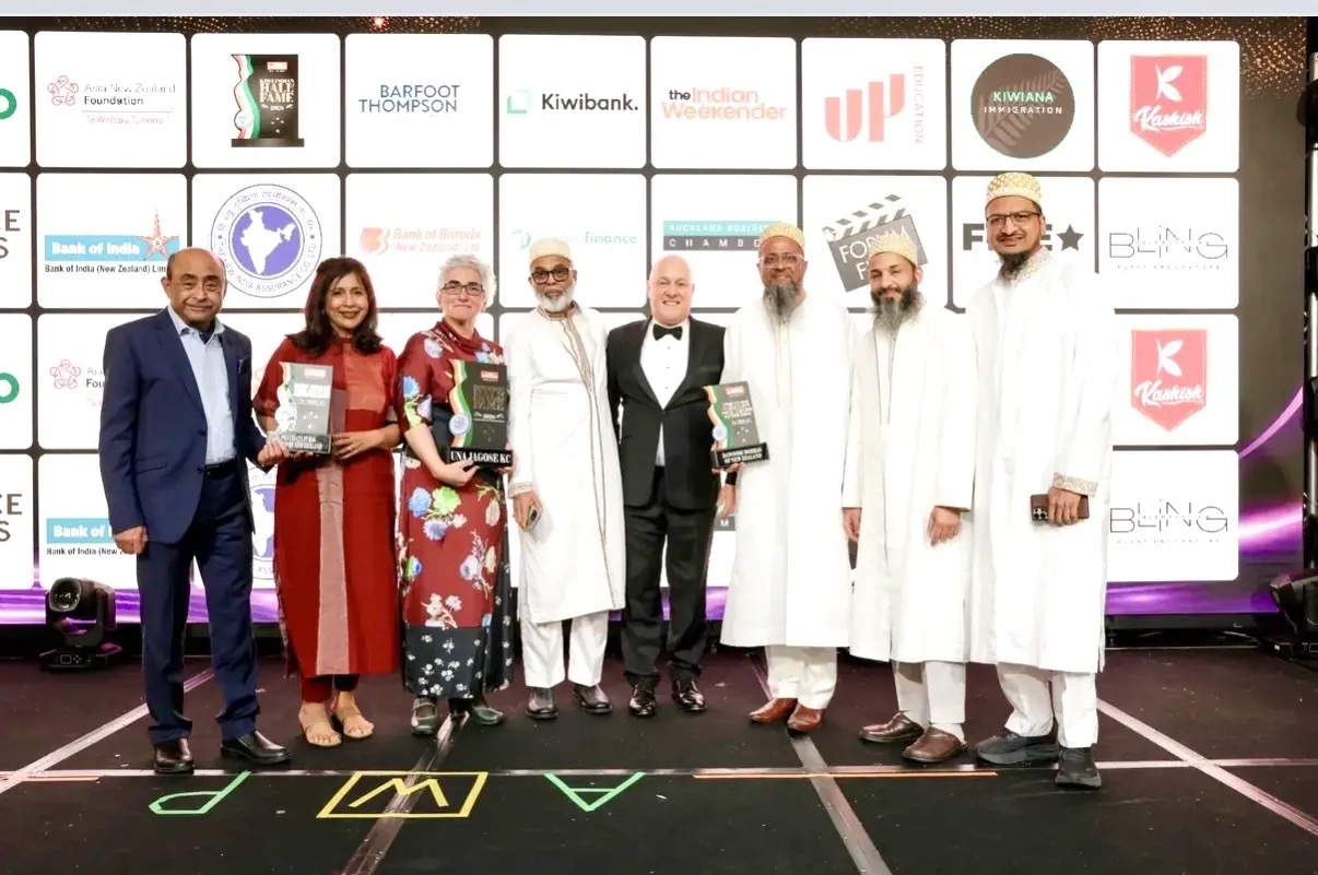 Award winners on stage at the Kiwi Indian Hall of Fame Awards 2026